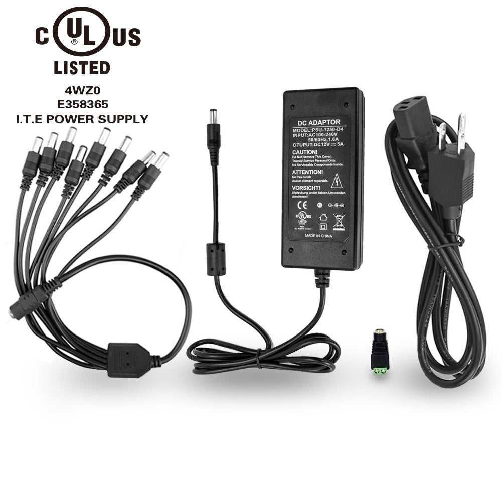 8-Channel Power Splitter With 5A Adapter For Swann Security Cameras – ABLEGRID PSU