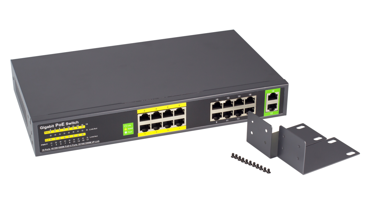 16 port gigabit plus switch with 8 ports poe