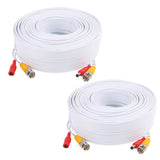 Pre-Made All-in-One BNC Video and Power Siamese Cable with Connector for CCTV Security Camera 100 ft White DIY Cable