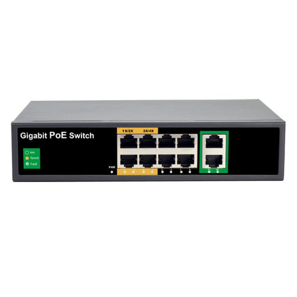 8 Port Gigabit Switch 125W 2 Gigabit Ethernet Uplink Port,  PoE/PoE+ Switch for CCTV, POE-2610-8SE