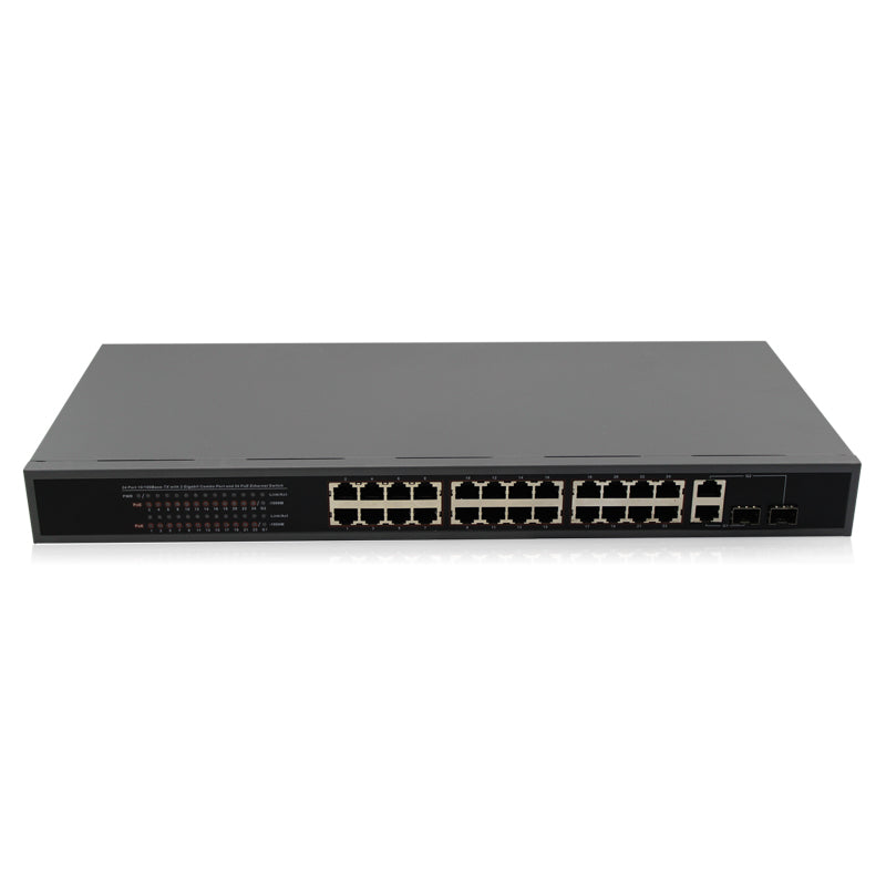Gigabit Ethernet Unmanaged Rack Mount Switch with 24 RJ-45 10/100M Por